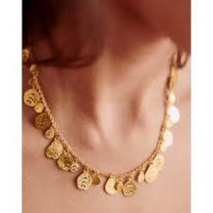 Sezane Gold Coin Filipa Drop Charm Necklace